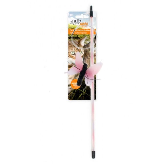 Baguette de jeu pour chat – papillon rose