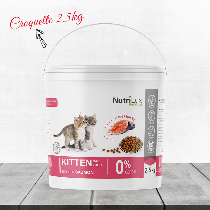 Pack Chatons All In One Nutrilux : Croquettes et Litière, croquettes Nutrilux pour chatons 2,5kg.