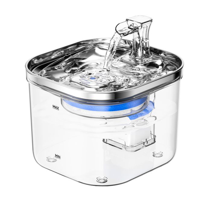 Fontaine à eau pour chat semi-en acier inoxydable 2L