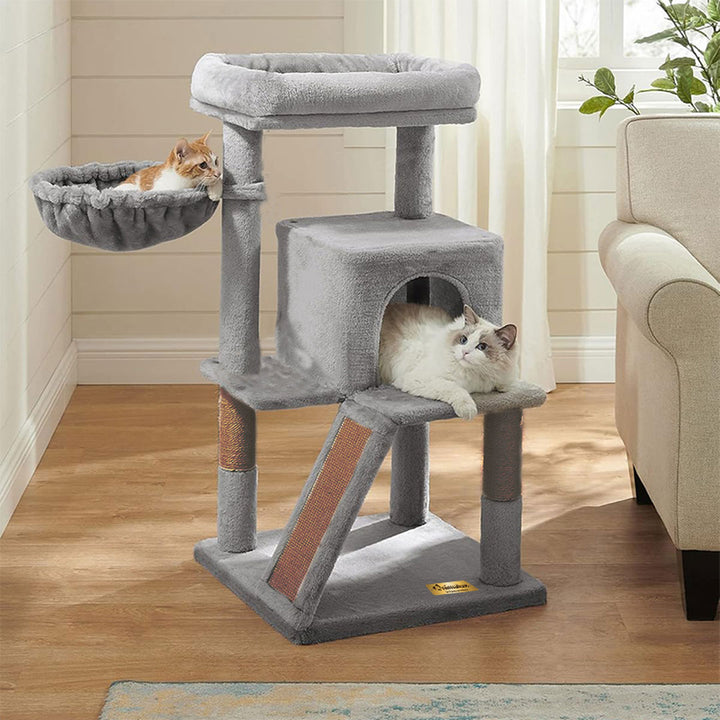 Arbre à chat de luxe avec hamac – 100 cm-Gris ECO