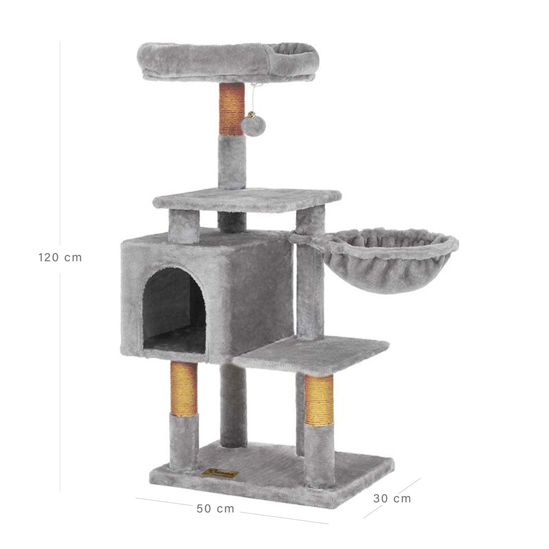 Arbre à chat de luxe en bois naturel – 120 cm-Gris ECO