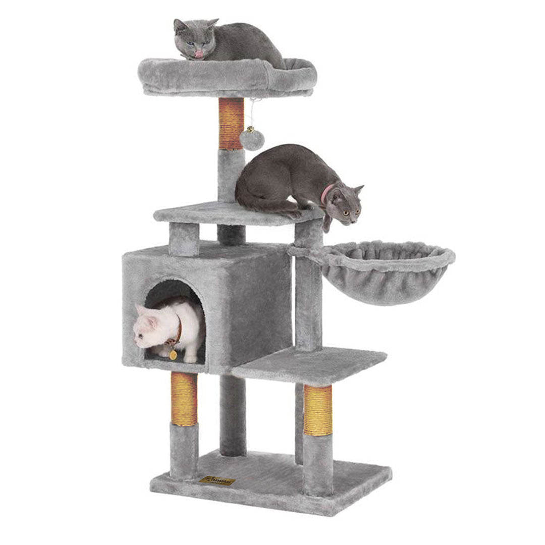 Arbre à chat de luxe en bois naturel – 120 cm-Gris ECO