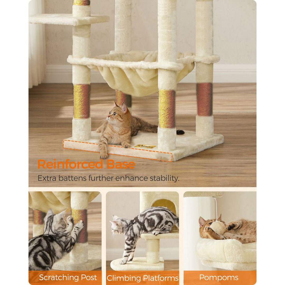 Arbre à chat de luxe en bois naturel – 145 cm-Beige ECO
