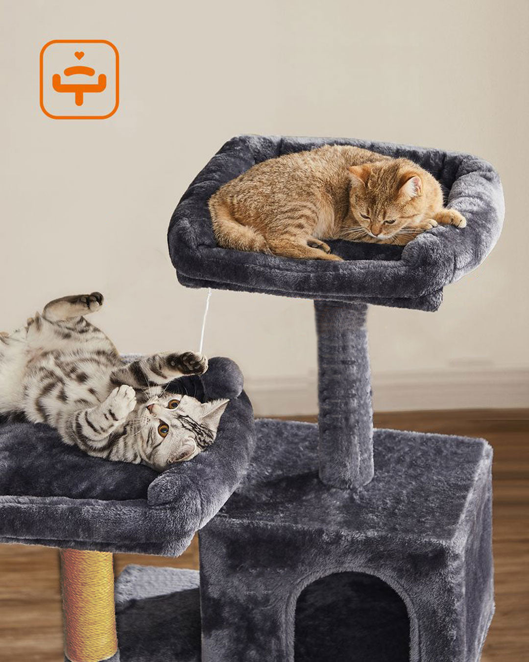 Arbre à chat de luxe en bois naturel – 145 cm-Noire ECO
