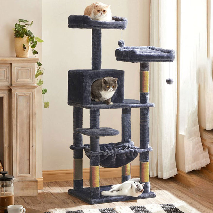 Arbre à chat de luxe en bois naturel – 145 cm-Noire ECO