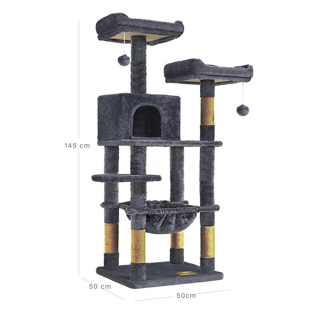 Arbre à chat de luxe en bois naturel – 145 cm-Noire ECO