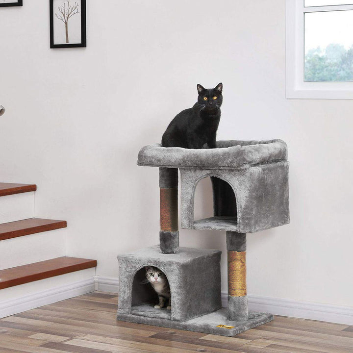 Arbre à chat de luxe en bois naturel – 80 cm-Gris ECO