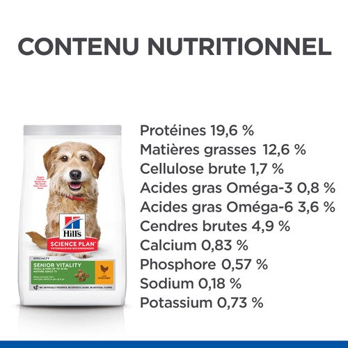 HILL’S SCIENCE PLAN SENIOR VITALITY 7+ Aliment pour Chien Mature Small & Mini (1,5kg)