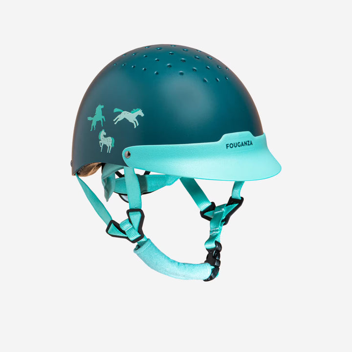 Casque équitation enfant - 100 vert turquoise