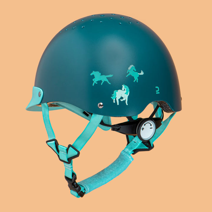 Casque équitation enfant - 100 vert turquoise