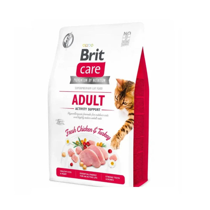 Brit Care Cat  Adult Activity Support – Croquettes Sans Céréales pour Chats Actifs – 2 kg