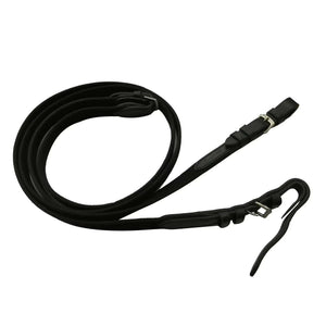 Rênes d'équitation en cuir noir pour filet cheval et poney, matériel de sellerie disponible au Maroc.