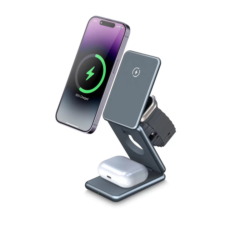 Chargeur Magnétique sans fil 3 en 1 pour Téléphone - Media-shopping.ma