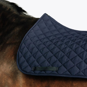 Tapis de selle cheval moelleux bleu marine matelassé, équipement équitation disponible en livraison au Maroc.